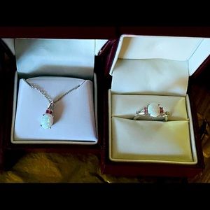 Opal pendant and ring set